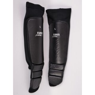 Schienbeinschutz Spannschutz mit Leder schwarz M